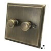 Regent Antique Brass Push Intermediate Switch and Push Light Switch Combination - 1