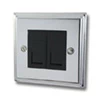 2 Gang - Double telephone extension point : Black Trim Regent Polished Chrome Telephone Extension Socket