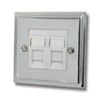 2 Gang - Double telephone extension point : White Trim Regent Polished Chrome Telephone Extension Socket