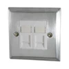 2 Gang - Double master telephone point (Only 1 master required per line - use extension sockets for additional points) : White Trim
