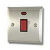 45 Amp Double Pole Switch with Neon - Single Plate : Black Trim Regent Satin Nickel Cooker (45 Amp Double Pole) Switch