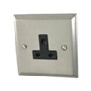 5 Amp Round Pin Unswitched Socket : Black Trim Regent Satin Nickel Round Pin Unswitched Socket (For Lighting)