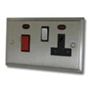Cooker Control - 45 Amp Double Pole Switch with 13 Amp Plug Socket - Black Trim Regent Satin Nickel Cooker Control (45 Amp Double Pole Switch and 13 Amp Socket)