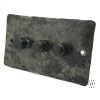 Flat Vintage Rustic Pewter Push Intermediate Switch and Push Light Switch Combination - 1
