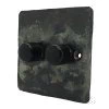 Flat Vintage Rustic Pewter LED Dimmer and Push Light Switch Combination - 2