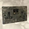Flat Vintage Rustic Pewter Switched Plug Socket - 1