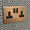Screwless Aged Antique Copper Switched Plug Socket - 1