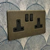 Screwless Aged Old Brass Switched Plug Socket - 2