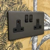 Screwless Aged Old Bronze Switched Plug Socket - 2