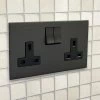Screwless Square Old Bronze Switched Plug Socket - 1