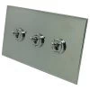Screwless Square Polished Chrome Toggle (Dolly) Switch - 3