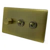 Screwless Supreme Antique Brass Dimmer and Light Switch Combination - 2