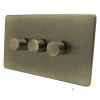 Screwless Supreme Antique Brass LED Dimmer and Push Light Switch Combination - 1