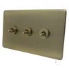 Screwless Supreme Antique Brass Intermediate Toggle Switch and Toggle Switch Combination - 1