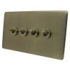 Screwless Supreme Antique Brass Toggle (Dolly) Switch - 3