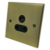 5 Amp Round Pin Unswitched Socket : Black Trim Screwless Supreme Antique Brass Round Pin Unswitched Socket (For Lighting)