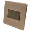 3 Gang 10 Amp 2 Way Light Switches - Single Plate