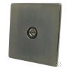 Single Isolated TV | Coaxial Socket : Black Trim Screwless Supreme Antique Pewter TV Socket