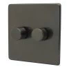 2 Gang : 1 x LED Dimmer + 1 x 2 Way Push Switch Screwless Supreme Bronze LED Dimmer and Push Light Switch Combination