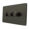 Screwless Supreme Bronze LED Dimmer and Push Light Switch Combination - 1