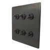6 Gang 20 Amp 2 Way Toggle (Dolly) Light Switches Screwless Supreme Bronze Toggle (Dolly) Switch