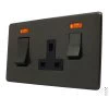 Cooker Control - 45 Amp Double Pole Switch with 13 Amp Plug Socket - Black Trim Screwless Supreme Bronze Cooker Control (45 Amp Double Pole Switch and 13 Amp Socket)