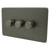 3 Gang : 1 x LED Dimmer + 2 x 2 Way Push Switch Screwless Supreme Light Bronze LED Dimmer and Push Light Switch Combination