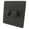 2 Gang : 1 x LED Dimmer + 1 x 2 Way Push Switch Screwless Supreme Old Bronze LED Dimmer and Push Light Switch Combination