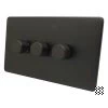 Screwless Aged Old Bronze LED Dimmer and Push Light Switch Combination - 1