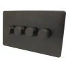 Screwless Aged Old Bronze LED Dimmer and Push Light Switch Combination - 2