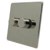 Screwless Supreme Polished Nickel LED Dimmer and Push Light Switch Combination - 1
