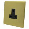 5 Amp Round Pin Unswitched Socket : Black Trim Screwless Supreme Satin Brass Round Pin Unswitched Socket (For Lighting)