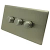 Screwless Supreme Satin Nickel LED Dimmer and Push Light Switch Combination - 1