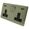 Screwless Supreme Satin Nickel Plug Socket with USB Charging - 1