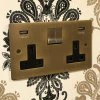 Seamless Antique Brass Plug Socket with USB Charging - 1