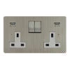 2 Gang - Double 13 Amp Plug Socket with 2 USB A Charging Ports - 1 USB for Tablet | Phone Charging and 1 Phone Charging Socket - White Trim 