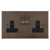 2 Gang - Double 13 Amp Switched Plug Socket : Black Trim