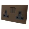 Seamless Square Bronze Antique Switched Plug Socket - 2