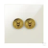 2 Gang 2 Way Toggle Light Switches (The image shows polished brass toggles, please ask if you would like a different toggle finish. Toggles are not available in white)