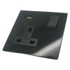 Seamless Square High Gloss Black Plug Socket with USB Charging - 1