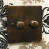 Flat Antique Brass LED Dimmer and Push Light Switch Combination - 1
