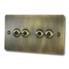 Flat Antique Brass Toggle (Dolly) Switch - 3