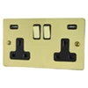 More information on the Flat Polished Brass Flat Plug Socket with USB Charging