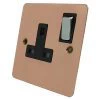 Flat Polished Copper (Chrome Rockers) Switched Plug Socket - 3