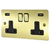More information on the Flat Satin Brass Flat Plug Socket with USB Charging