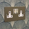 Flat Satin Stainless Switched Plug Socket - 1