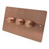 Flat Classic Brushed Copper Push Intermediate Switch and Push Light Switch Combination - 1