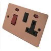 Flat Classic Brushed Copper Cooker Control (45 Amp Double Pole Switch and 13 Amp Socket) - 1