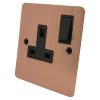 Flat Classic Brushed Copper Switched Plug Socket - 3