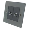Twin Non Isolated TV | Coaxial Socket : Black Trim Flat Classic Old Bronze TV Socket